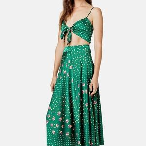 For Love & Lemons Cypress Crop Top XS Green‎ Summer Floral